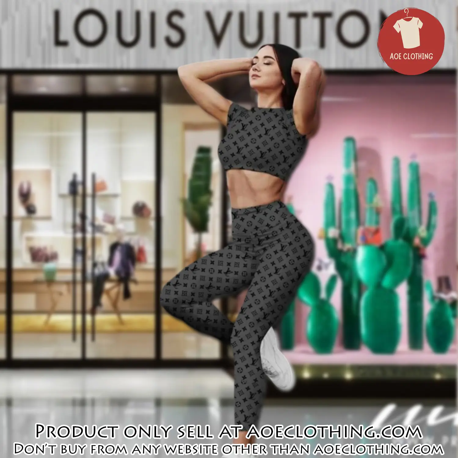 Louis vuitton sportwear combo luxury crop top tshirt and legging for women ctl1002 aoe2156359